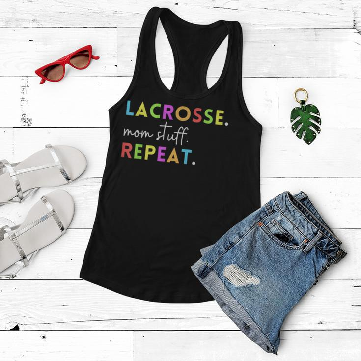 Cute Lacrosse Mom Stuff Repeat Design For Lax Life Mother Women Flowy Tank
