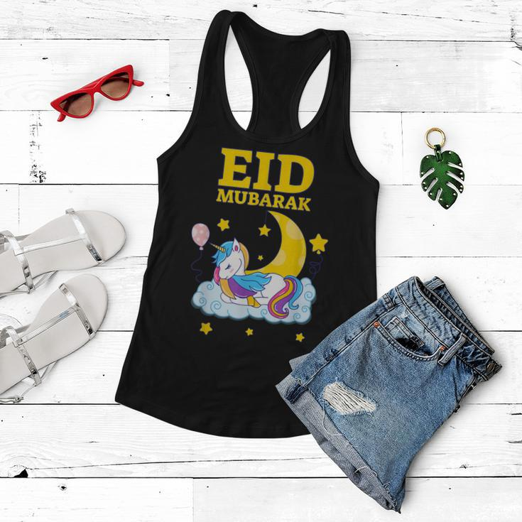 Eid Mubarak Present For Kids Mom Girls Eid Mubarak Unicorn Women Flowy Tank