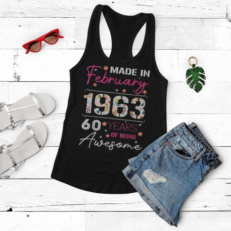 February Flower Made In 1963 60 Years Of Being Awesome Women Flowy Tank