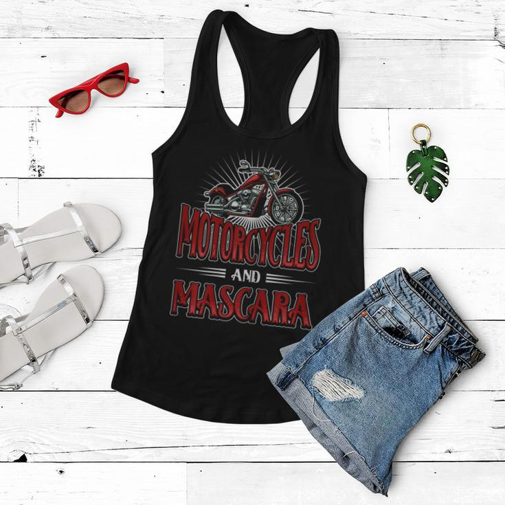 Funny Biker Girl Motorcycles And Mascara Gift For Womens Women Flowy Tank