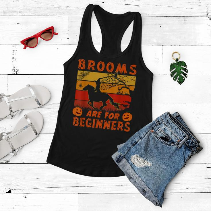 Funny Brooms Are For Amateurs Witch Riding Horse Halloween Women Flowy Tank