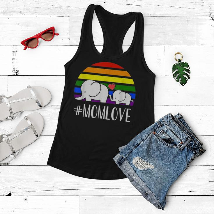 Gay Mom Love Pride Lgbt Rainbow Flag Elephant Gay Mom Gift V2 Women Flowy Tank