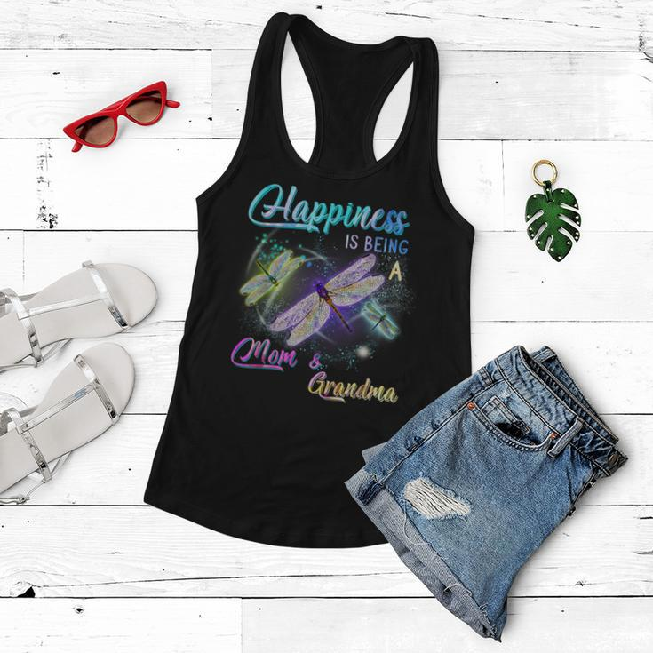 Happiness Is Being A Mom And Grandma Dragonfly Gift Women Flowy Tank