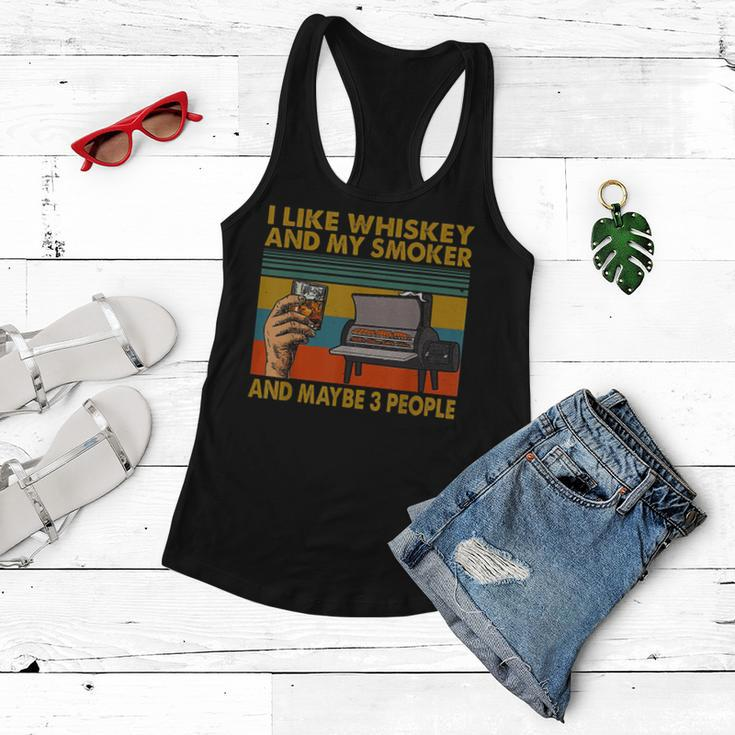 I Like Whiskey And My Smoker And Maybe 3 People Vintage Women Flowy Tank