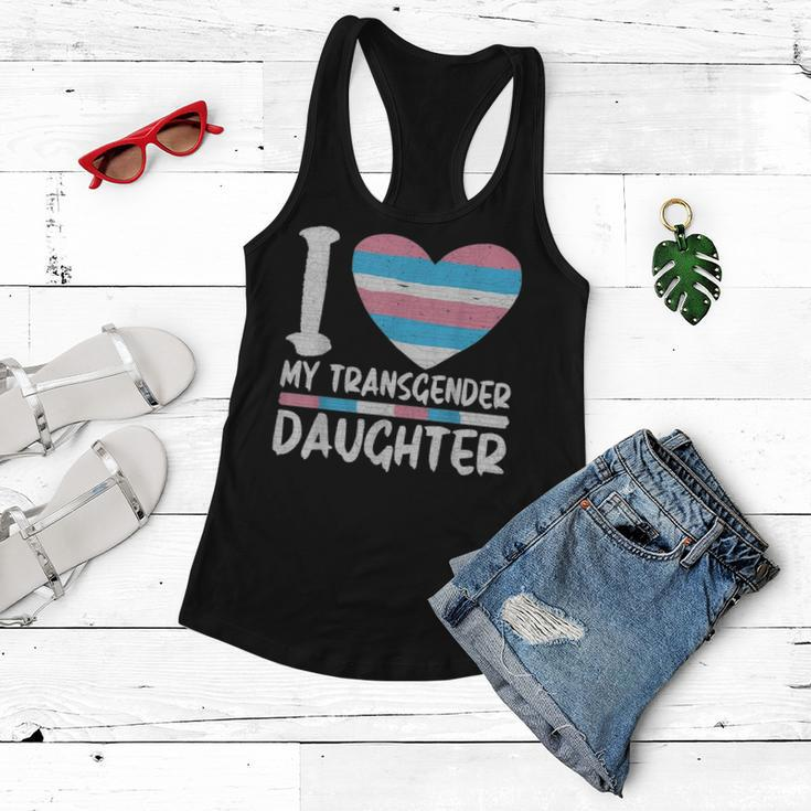 I Love My Transgender Daughter Gift Lgbt Flag Trans Mom Dad Women Flowy Tank