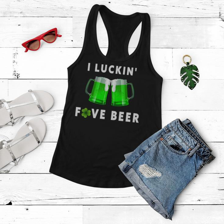 I Luckin Fove Beer St Patricks Day Funny Beer Drunk Women Flowy Tank