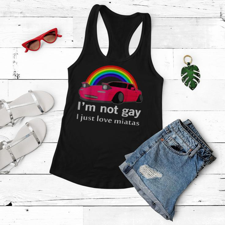 I’M Not Gay I Just Love Miatas Lgbt Rainbow Lesbian Pride Women Flowy Tank