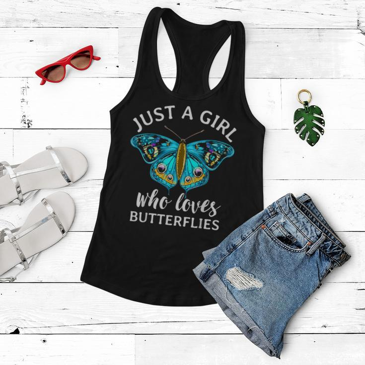 Just A Girl Who Loves Butterflies Butterfly Mom Monarch Gift Women Flowy Tank