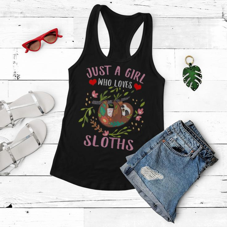 Just A Girl Who Loves Sloths Dad Mom Boy Girl Kid Party Gift Women Flowy Tank