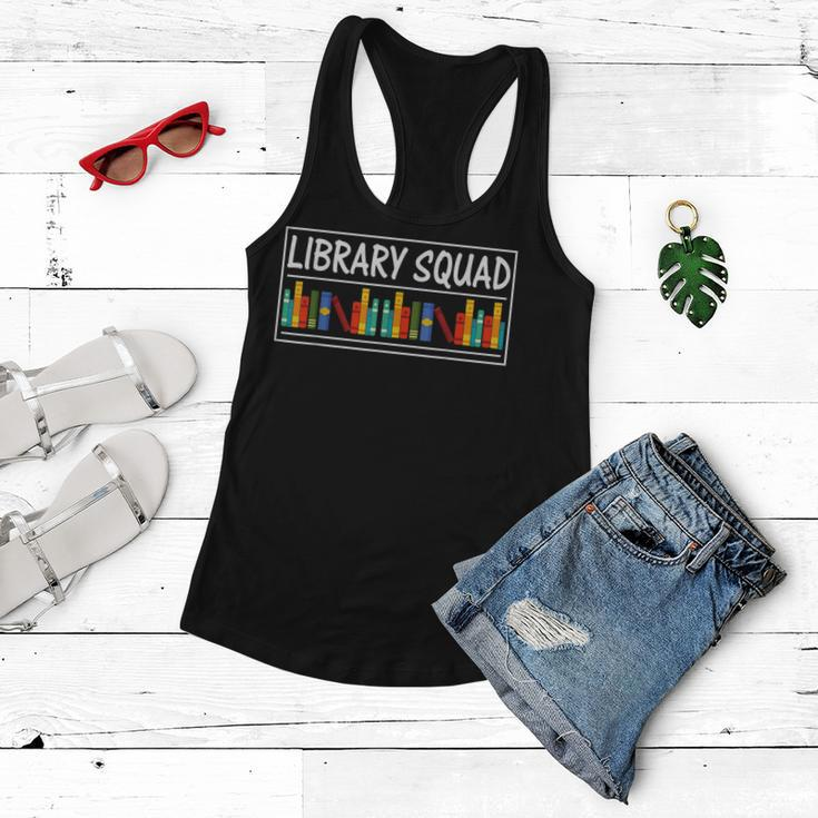 Library Squad Teacher Book Lovers Librarian Funny Women Flowy Tank