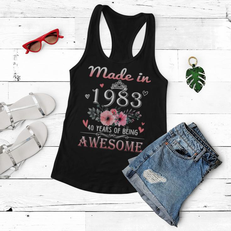 Made In 1983 Floral 40 Year Old 40Th Birthday Gifts Women Women Flowy Tank