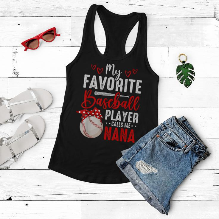 My Favorite Baseball Player Calls Me Nana Heart Baseball Women Flowy Tank