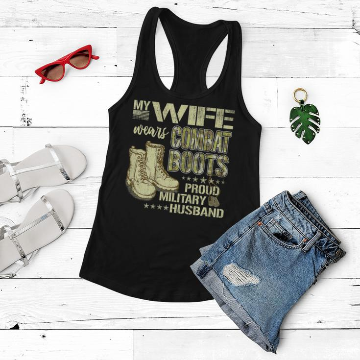 My Wife Wears Combat Boots Dog Tags Proud Military Husband Women Flowy Tank