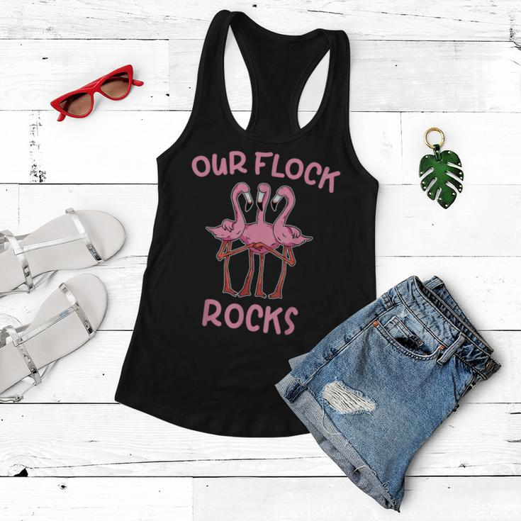 Our Flock Rocks Flamingo Matching Family Vacation Group Women Flowy Tank