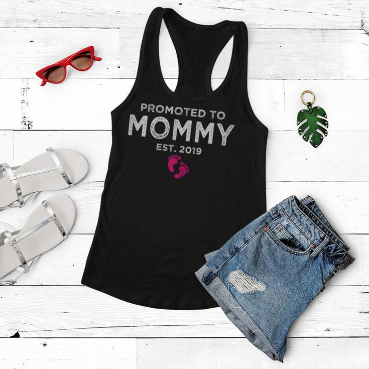 Promoted To Mommy 2019 Distressed Gift For New Moms Gift For Womens Women Flowy Tank