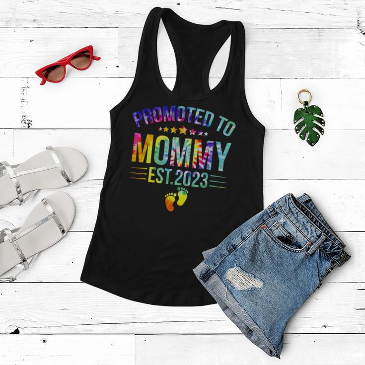 Promoted To Mommy Est 2023 New Mom Gift Tie Dye Mothers Day Women Flowy Tank