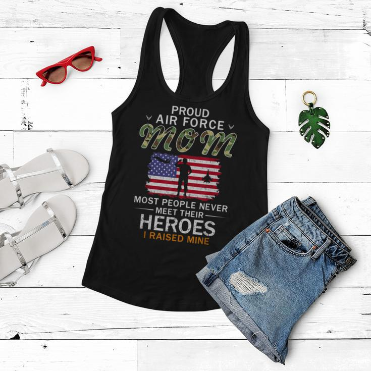 Proud Air Force Mom I Raised My Heroes Camouflage Army Women Flowy Tank
