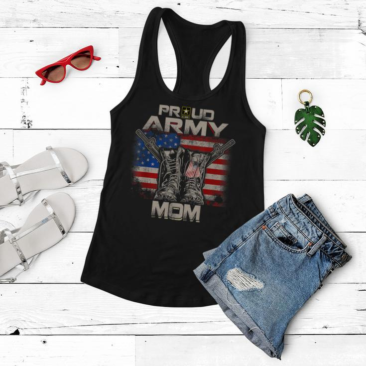 Proud Army Mom America Flag Us Military Pride Women Flowy Tank