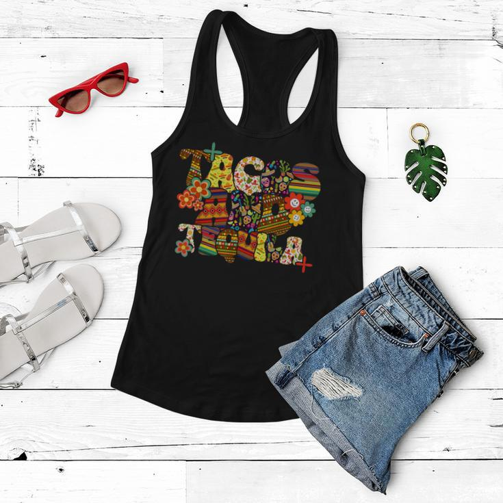 Tacos And Tequila Cinco De Mayo Groovy Mexican Drinking Women Flowy Tank