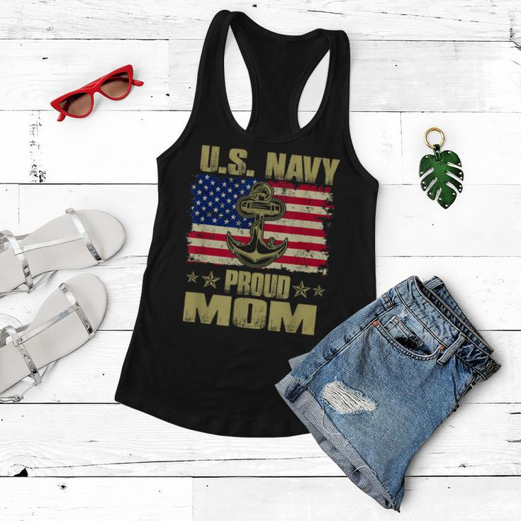 Us Navy Proud Mom With American Flag 4Th Of July Veteran Day Women Flowy Tank