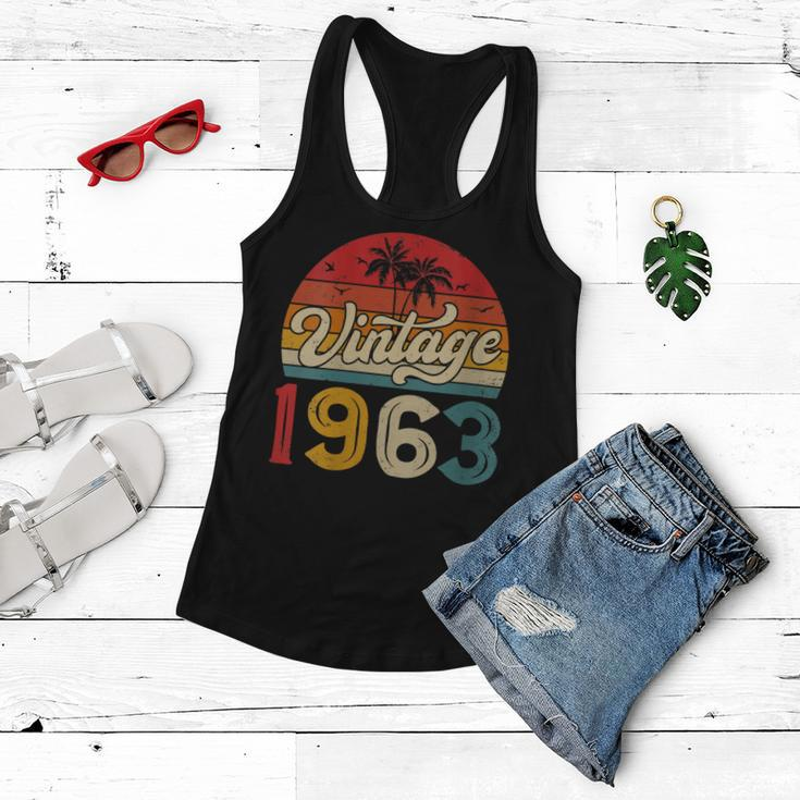 Womens Funny 60 Years Old Vintage 1963 Men And Women 60Th Birthday Women Flowy Tank