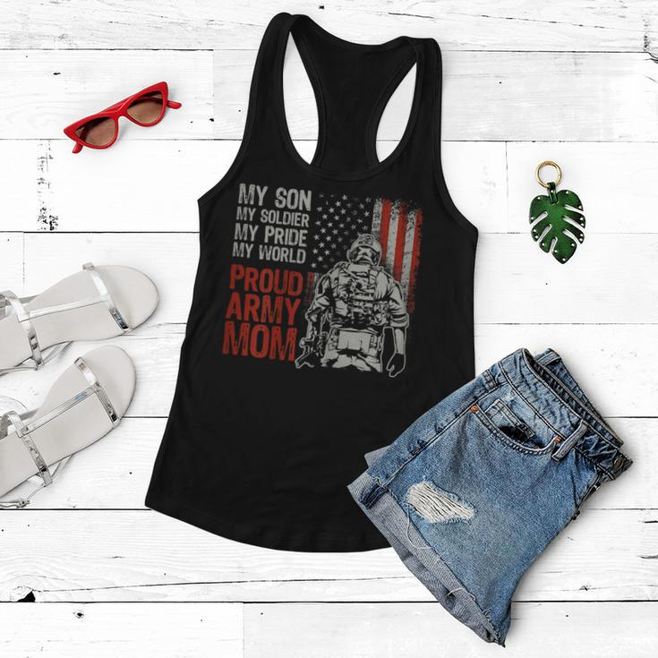 Womens My Son My Soldier Hero Proud Army Mom Us Military Mother Women Flowy Tank