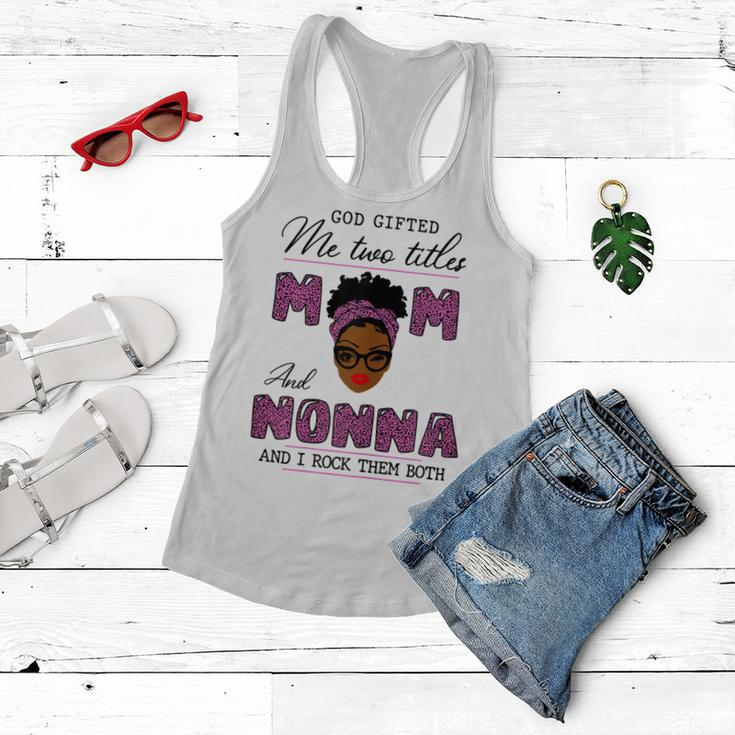 God Gifted Me Two Titles Mom Nonna Leopard Pink Gift For Womens Women Flowy Tank