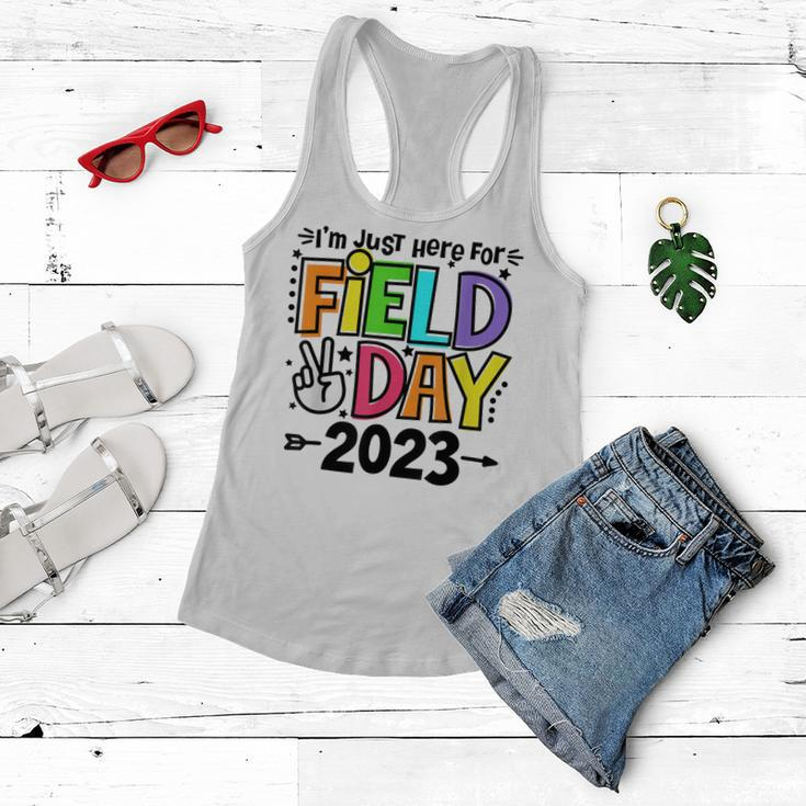 Just Here For Field Day 2023 Peace Sign Teacher Students Women Flowy Tank