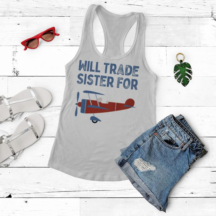 Kids Will Trade Sister For Airplane Kids Airplane Women Flowy Tank