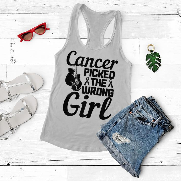 Womens Cancer Picked The Wrong Girl Breast Cancer Awareness Month Women Flowy Tank