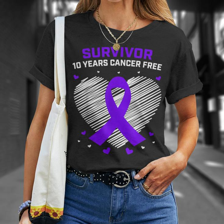 10 Years Cancer Free Purple Pancreatic Cancer Survivor T-Shirt Gifts for Her