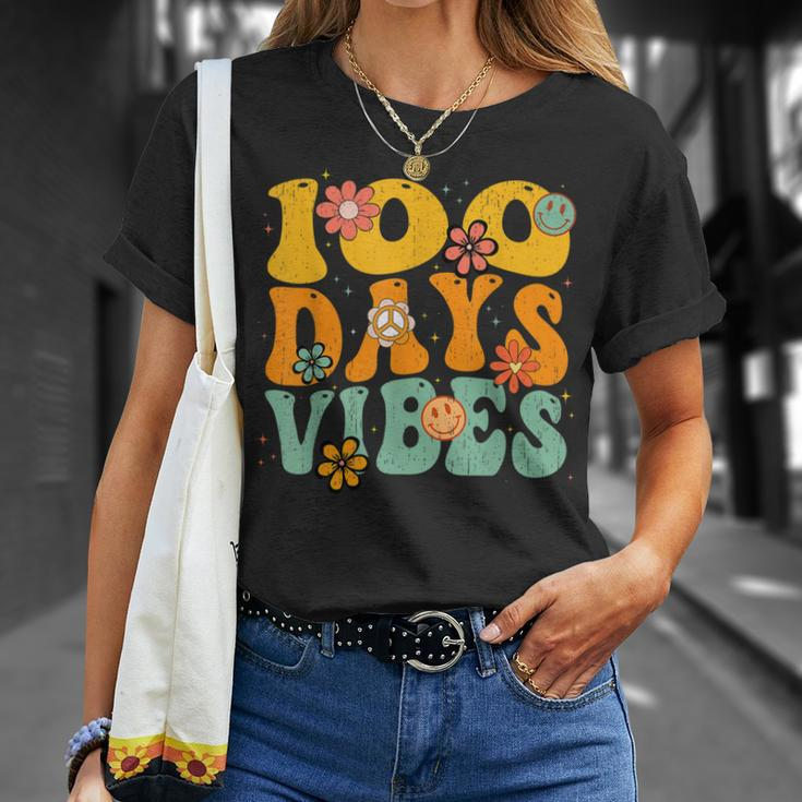 100 Days Of School Vibes 100Th Day Of School Retro Groovy V2T-shirt Gifts for Her