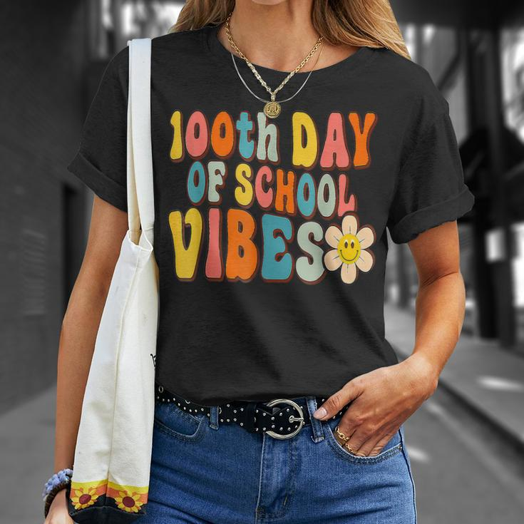100 Days Of School Vibes 100Th Day Of School Retro Groovy V4 T-Shirt Gifts for Her