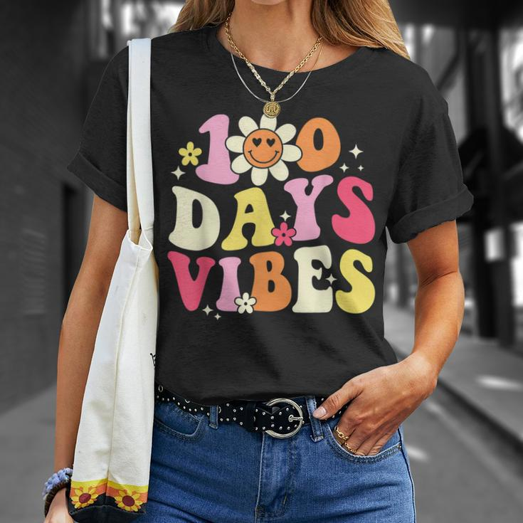 100 Days Of School Vibes 100Th Day Of School Retro Groovy V5 T-Shirt Gifts for Her