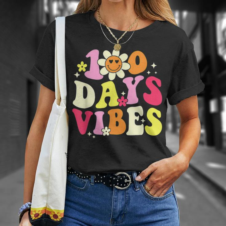 100 Days Of School Vibes 100Th Day Of School Retro Groovy V6 T-Shirt Gifts for Her