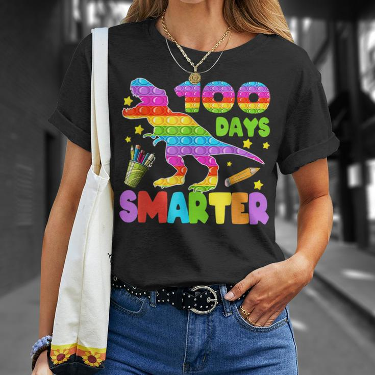 100 Days Smarter Teacher Or Student Pop It Dinosaur V2 T-Shirt Gifts for Her