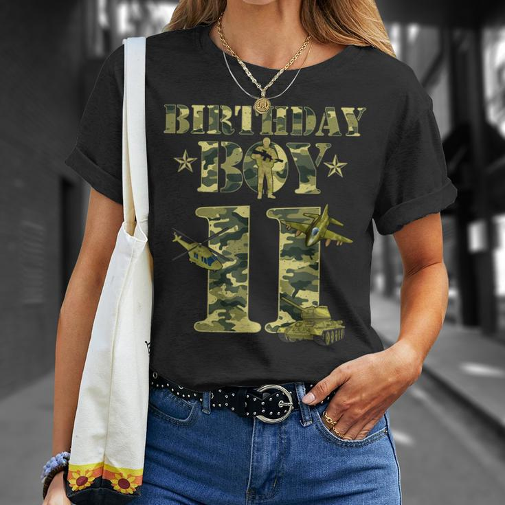 11Th Birthday Military Themed Camo Boys 11 Yrs Old Soldier Unisex T-Shirt Gifts for Her