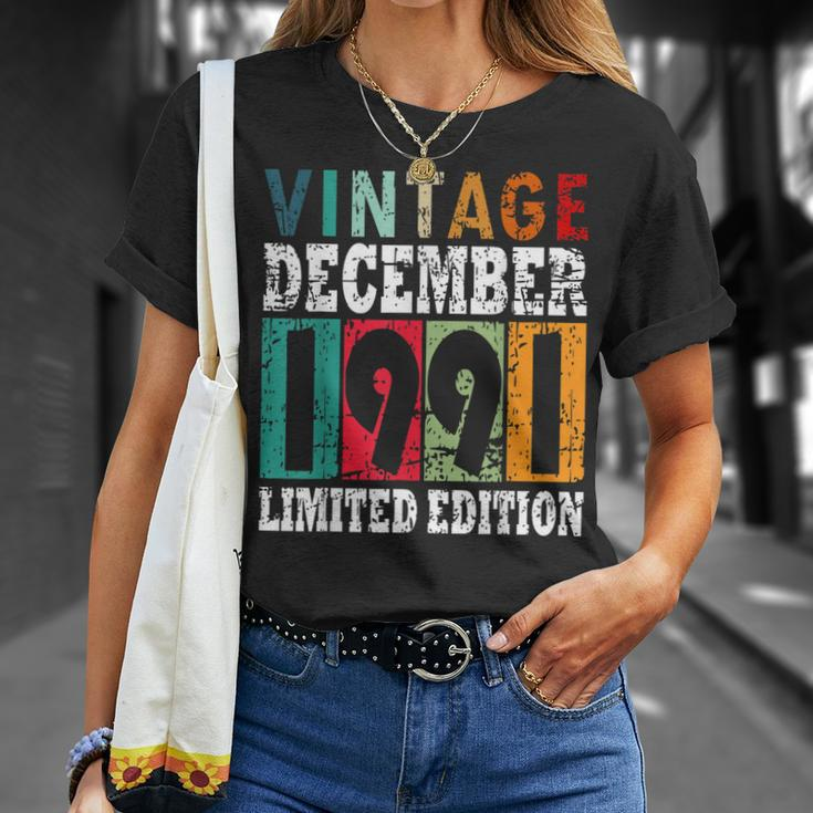 1991 Born In December Retro-Geschenkidee T-Shirt Geschenke für Sie