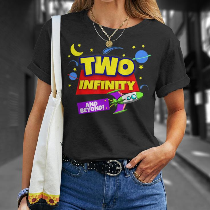 2 Year Old Two Infinity And Beyond 2Nd Birthday Boys Girls T-Shirt Gifts for Her