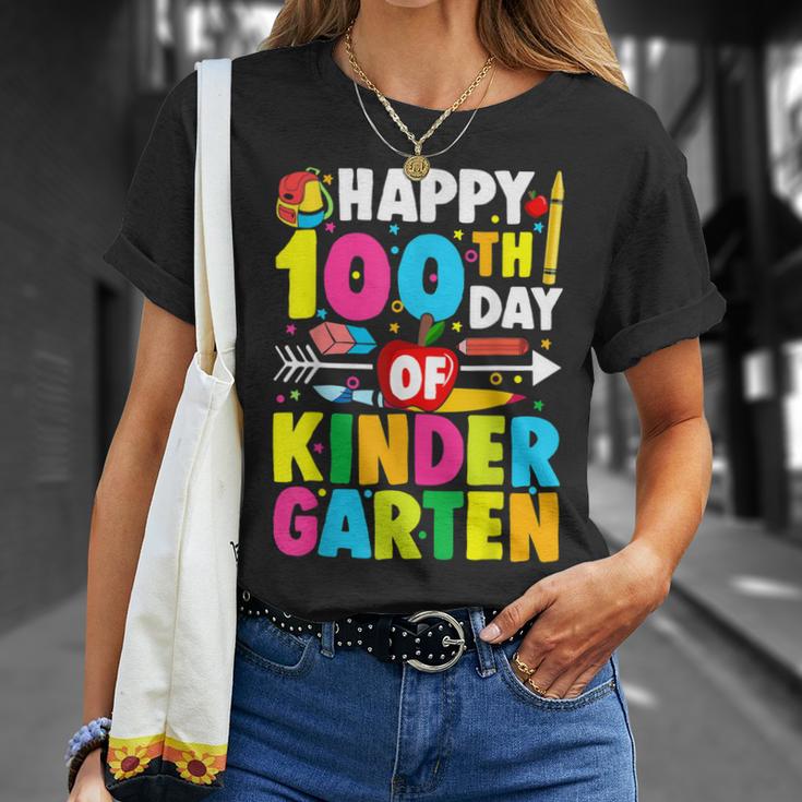 100 Days Of Kindergarten - Happy 100Th Day Of School  Men Women T-shirt Graphic Print Casual Unisex Tee