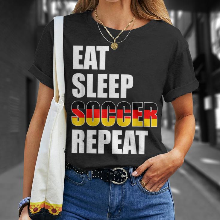 Eat Sleep Soccer Repeat Cool Soccer Germany Lover Player  Men Women T-shirt Graphic Print Casual Unisex Tee