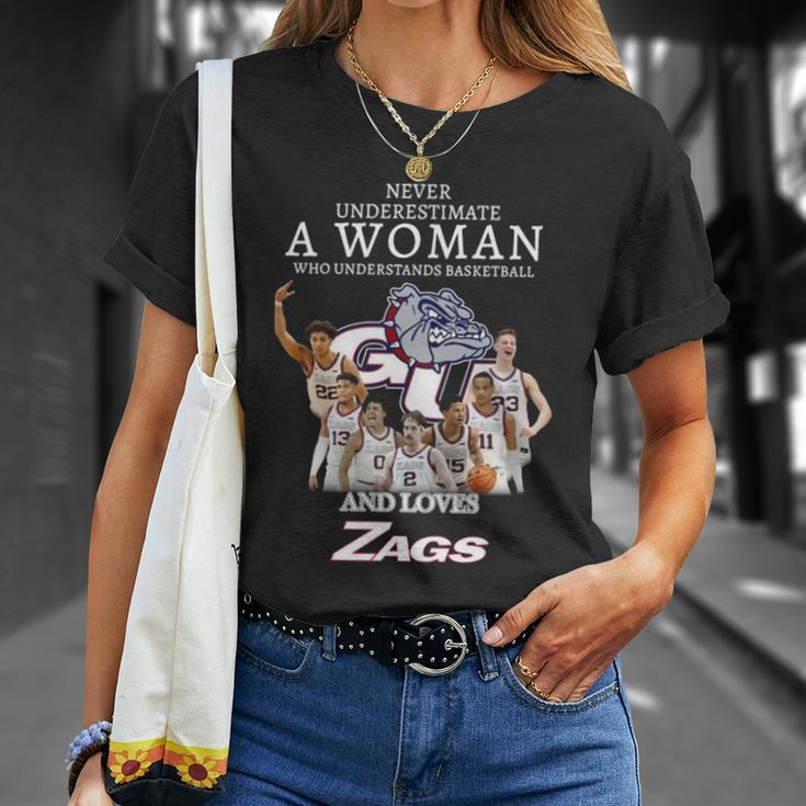 2023 Never Underestimate A Woman Who Understands Basketball And Loves Zags Unisex T-Shirt Gifts for Her