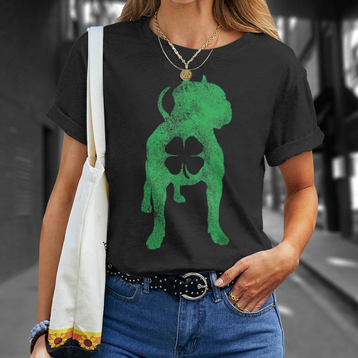 St Patricks Day Dog Pit Bull Shamrock Clover Irish  Unisex T-Shirt