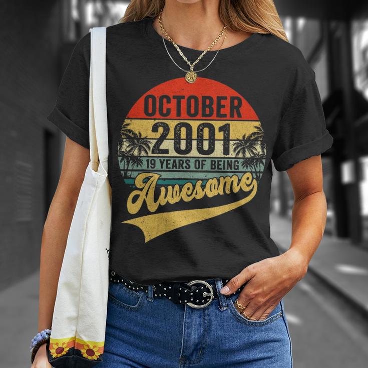 Vintage Retro October 2001 19Th Birthday Gifts 19 Years Old Unisex T-Shirt