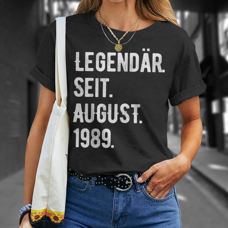 34 Geburtstag Geschenk 34 Jahre Legendär Seit August 1989 T-Shirt Geschenke für Sie