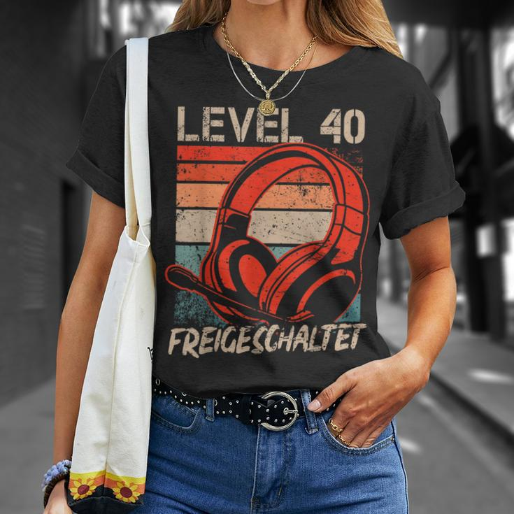40 Geburtstag Jungen Video Gamer Level 40 Unlocked Männer T-Shirt Geschenke für Sie