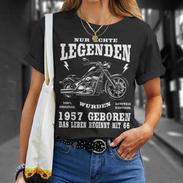 66. Geburtstag Biker Herren T-Shirt, Motorrad Chopper 1957 Design Geschenke für Sie
