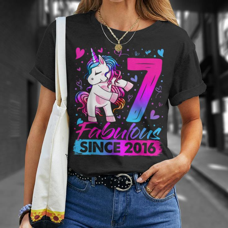 7 Years Old Flossing Unicorn Gifts 7Th Birthday Girl Party Unisex T-Shirt Gifts for Her