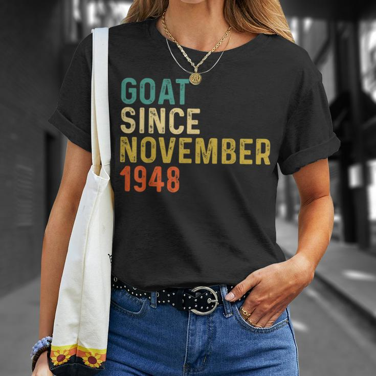 74 Geburtstag 74 Jahre Alte Ziege Seit November 1948 T-Shirt Geschenke für Sie