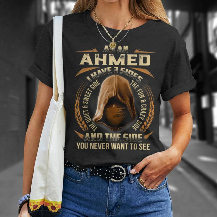 As An Ahmed I Have 3 Sides Ninja Custom Name Birthday T-Shirt Gifts for Her